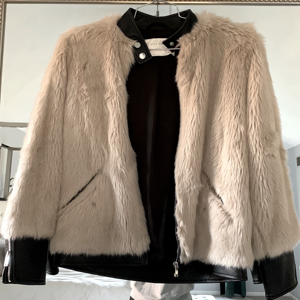 Zara fur bomber coat
